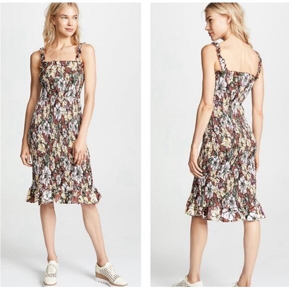 Faithfull the Brand Dresses & Skirts - Faithfull The Brand Smocked Linen Maya Midi Dress, Size 4